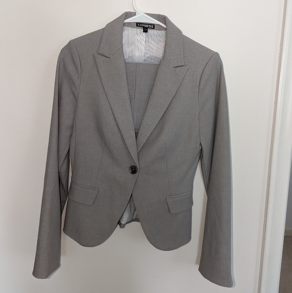 Grey Express Basic Suit Jacket and Skirt